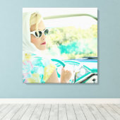 おもしろいヴィンテージ1950年代の女性 キャンバスプリント (インサイチュ (ウッドフロア))