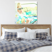 おもしろいヴィンテージ1950年代の女性 キャンバスプリント (インサイチュ (寝室))