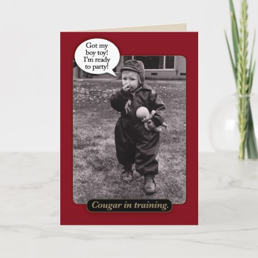 おもしろいヴィンテージ1950sクーガー誕生日カード カード (正面)