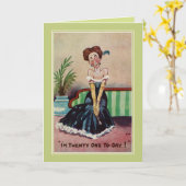 おもしろいヴィンテージ21歳の誕生日 カード (黄色い花)