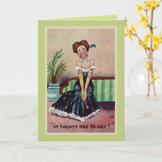 おもしろいヴィンテージ21歳の誕生日 カード (黄色い花)