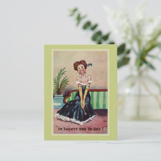 おもしろいヴィンテージ21歳の誕生日 ポストカード (スタンド正面)