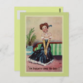 おもしろいヴィンテージ21歳の誕生日 ポストカード (正面/裏面)