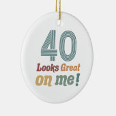 おもしろいヴィンテージ40歳の誕生日 セラミックオーナメント (右)