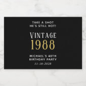 おもしろいヴィンテージ40thバースデーパーティーFavy Black リキュールボトルラベル (シングルラベル)