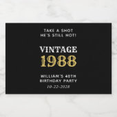 おもしろいヴィンテージ40th誕生日ブラック リキュールボトルラベル (シングルラベル)