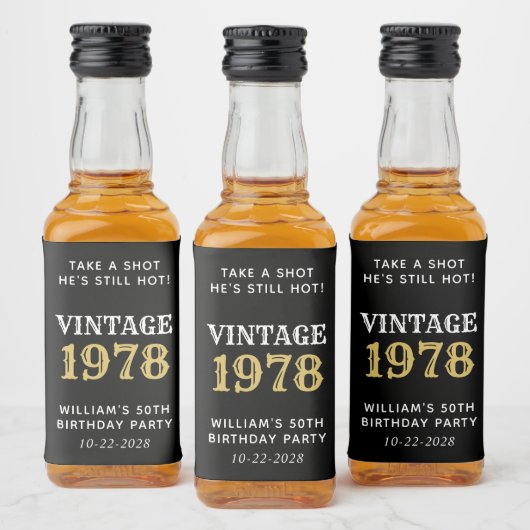 おもしろいヴィンテージ50位誕生日ブラック リキュールボトルラベル (ボトル)