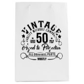 おもしろいヴィンテージ50歳の誕生日パーティー ミディアムペーパーバッグ (正面)