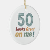 おもしろいヴィンテージ50誕生日 セラミックオーナメント (右)