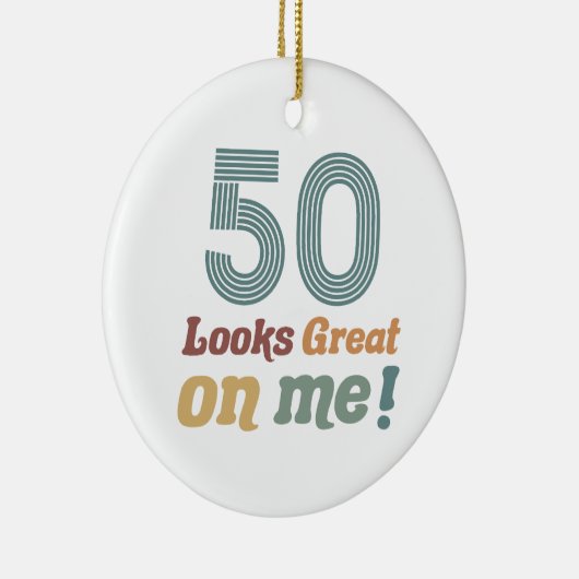 おもしろいヴィンテージ50誕生日 セラミックオーナメント (右)