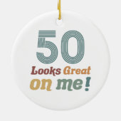 おもしろいヴィンテージ50誕生日 セラミックオーナメント (裏面)