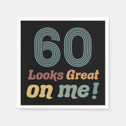 おもしろいヴィンテージ60誕生日 スタンダードカクテルナプキン (正面)