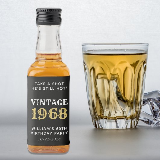 おもしろいヴィンテージ60th誕生日ブラック リキュールボトルラベル