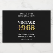 おもしろいヴィンテージ60th誕生日ブラック リキュールボトルラベル (シングルラベル)