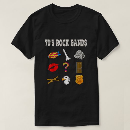 おもしろいヴィンテージ70のロックバンド Tシャツ (デザイン正面)