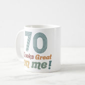 おもしろいヴィンテージ70誕生日 コーヒーマグカップ (正面左)