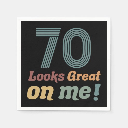 おもしろいヴィンテージ70誕生日 スタンダードカクテルナプキン (正面)