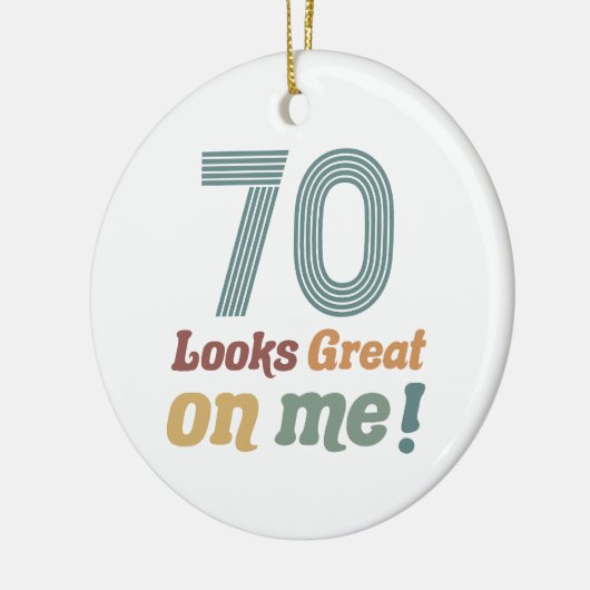 おもしろいヴィンテージ70誕生日 セラミックオーナメント (左)