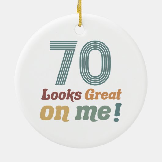 おもしろいヴィンテージ70誕生日 セラミックオーナメント (裏面)