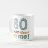 おもしろいヴィンテージ80誕生日 コーヒーマグカップ (正面左)