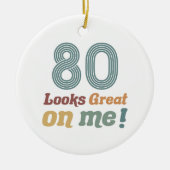 おもしろいヴィンテージ80誕生日 セラミックオーナメント (正面)