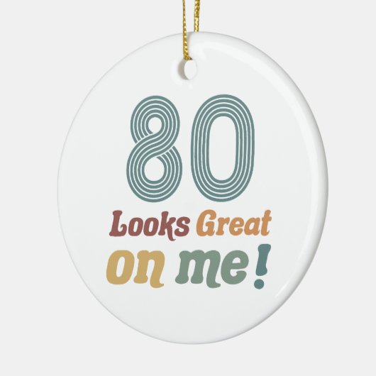 おもしろいヴィンテージ80誕生日 セラミックオーナメント (左)