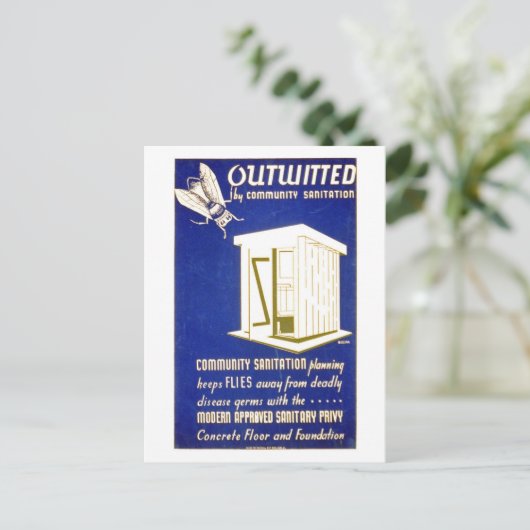 おもしろいヴィンテージ「サニタリープライヴィー」オートハウス ポストカード (スタンド正面)