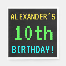 おもしろいヴィンテージ/レトロビデオゲームのルック10誕生日 スタンダードランチョンナプキン