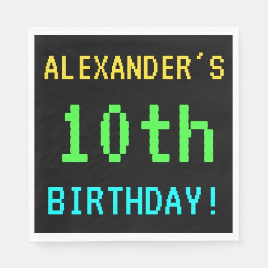 おもしろいヴィンテージ/レトロビデオゲームのルック10誕生日 スタンダードランチョンナプキン (正面)