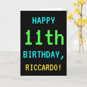 おもしろいヴィンテージ/レトロビデオゲームのルック11誕生日 カード (黄色い花)