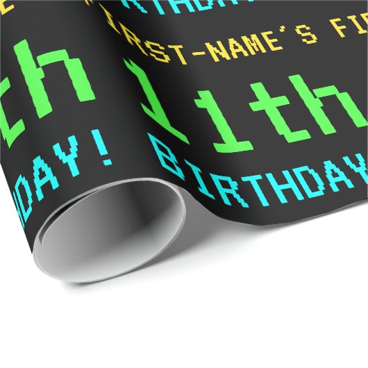 おもしろいヴィンテージ/レトロビデオゲームのルック11誕生日 ラッピングペーパー (ロールコーナー)