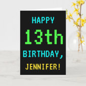 おもしろいヴィンテージ/レトロビデオゲームのルック13誕生日 カード (黄色い花)