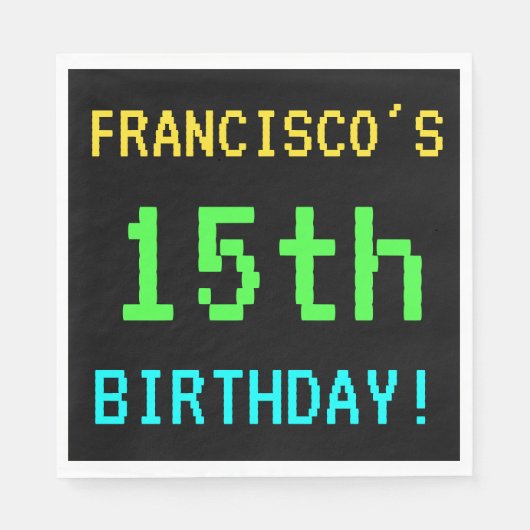 おもしろいヴィンテージ/レトロビデオゲームのルック15誕生日 スタンダードランチョンナプキン (正面)