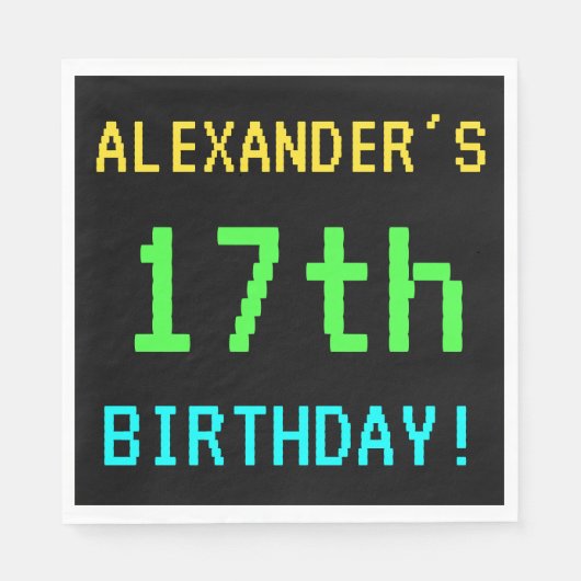おもしろいヴィンテージ/レトロビデオゲームのルック17誕生日 スタンダードランチョンナプキン (正面)