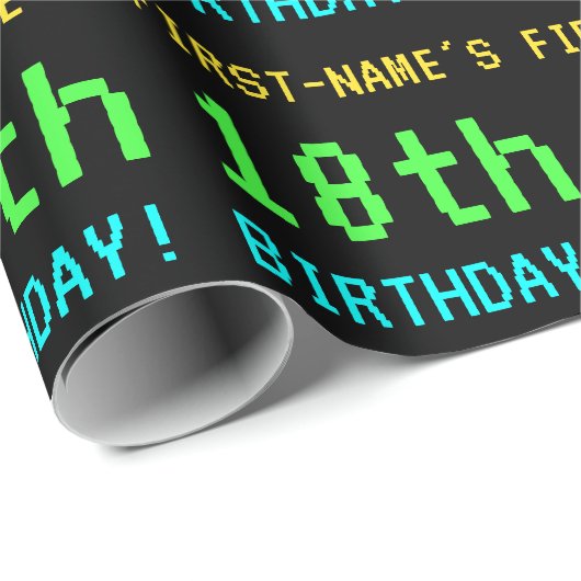 おもしろいヴィンテージ/レトロビデオゲームのルック18誕生日 ラッピングペーパー (ロールコーナー)