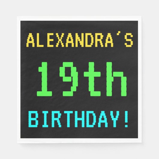 おもしろいヴィンテージ/レトロビデオゲームのルック19誕生日 スタンダードランチョンナプキン (正面)