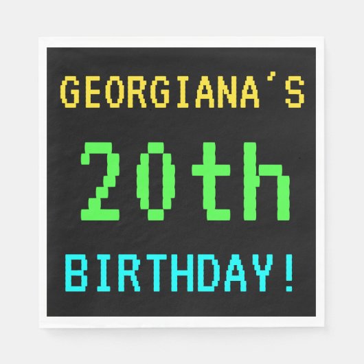 おもしろいヴィンテージ/レトロビデオゲームのルック20誕生日 スタンダードランチョンナプキン (正面)
