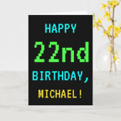 おもしろいヴィンテージ/レトロビデオゲームのルック22誕生日 カード (黄色い花)