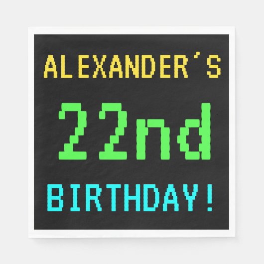 おもしろいヴィンテージ/レトロビデオゲームのルック22誕生日 スタンダードランチョンナプキン (正面)
