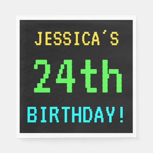 おもしろいヴィンテージ/レトロビデオゲームのルック24誕生日 スタンダードランチョンナプキン (正面)