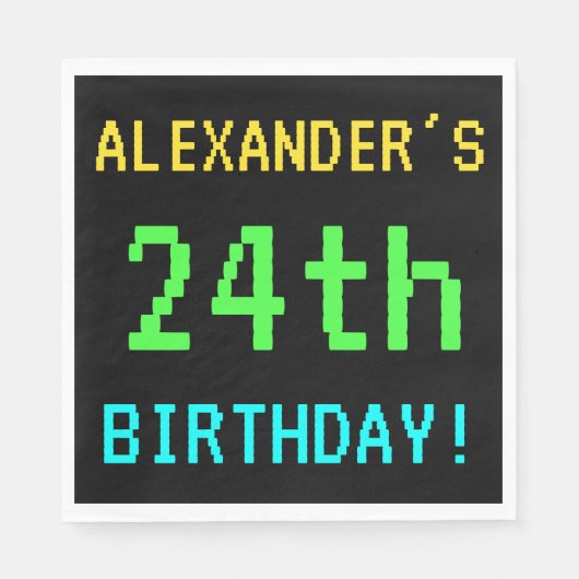 おもしろいヴィンテージ/レトロビデオゲームのルック24誕生日 スタンダードランチョンナプキン (正面)