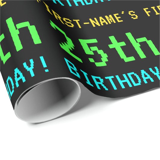 おもしろいヴィンテージ/レトロビデオゲームのルック25誕生日 ラッピングペーパー (ロールコーナー)