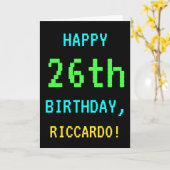 おもしろいヴィンテージ/レトロビデオゲームのルック26誕生日 カード (黄色い花)