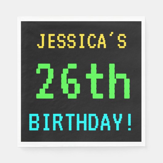 おもしろいヴィンテージ/レトロビデオゲームのルック26誕生日 スタンダードランチョンナプキン (正面)