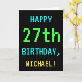 おもしろいヴィンテージ/レトロビデオゲームのルック27誕生日 カード (黄色い花)