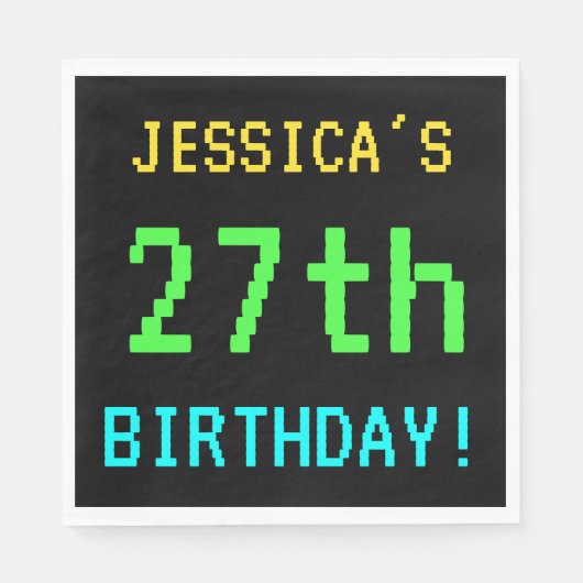 おもしろいヴィンテージ/レトロビデオゲームのルック27誕生日 スタンダードランチョンナプキン (正面)