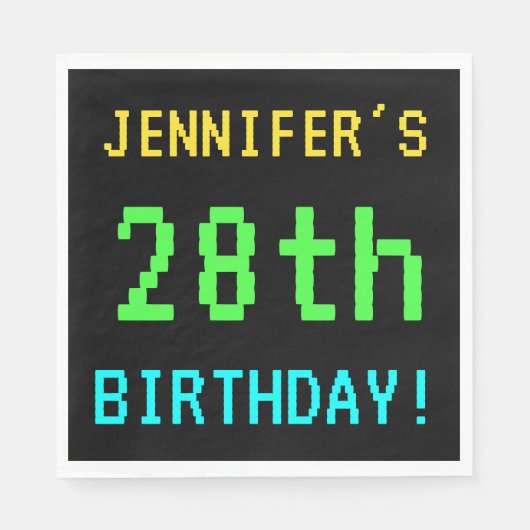 おもしろいヴィンテージ/レトロビデオゲームのルック28誕生日 スタンダードランチョンナプキン (正面)