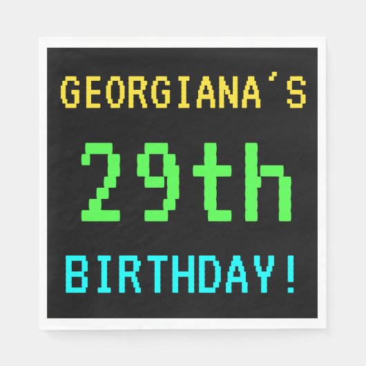 おもしろいヴィンテージ/レトロビデオゲームのルック29誕生日 スタンダードランチョンナプキン (正面)