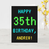 おもしろいヴィンテージ/レトロビデオゲームのルック35誕生日 カード (黄色い花)