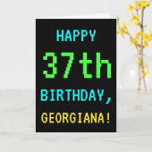 おもしろいヴィンテージ/レトロビデオゲームのルック37誕生日 カード (黄色い花)